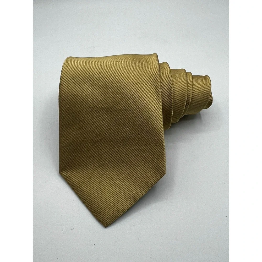Brothers Makers Pure Silk Woven Gold Men's Necktie Hand Made USA L: 58